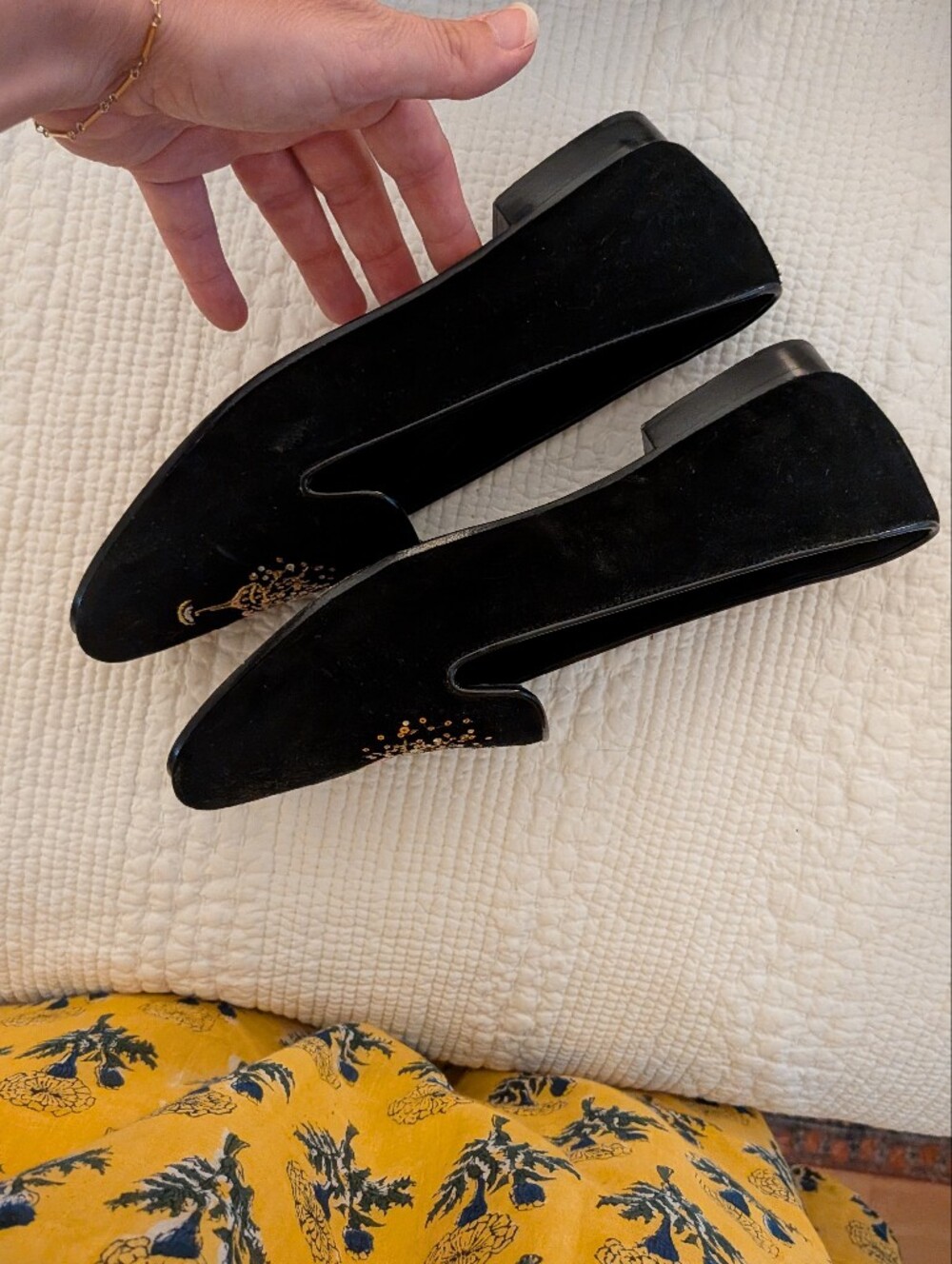 kate spade black velvet suede embroidered lounge fizzy loafers 8.5 - Picture 6 of 9